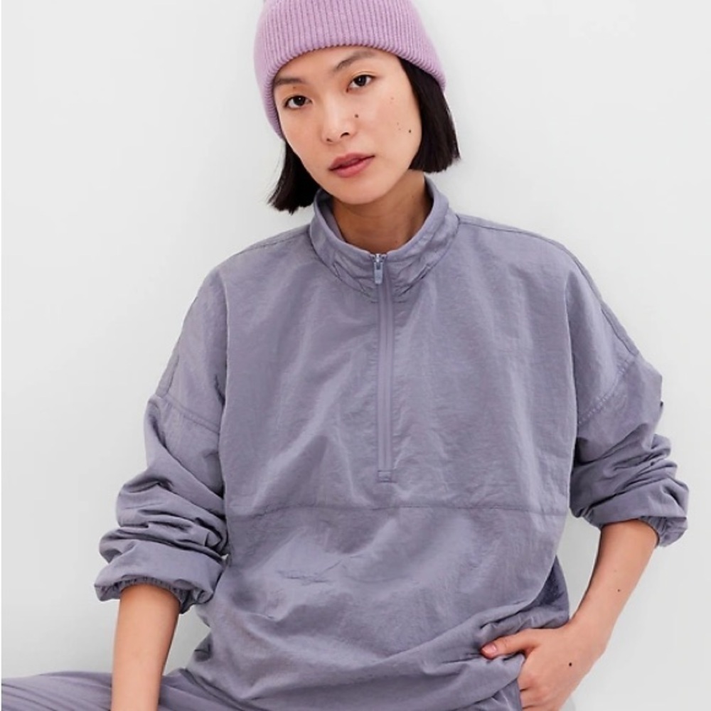 GapFit Fleece-Lined Half-Zip Track Jacket